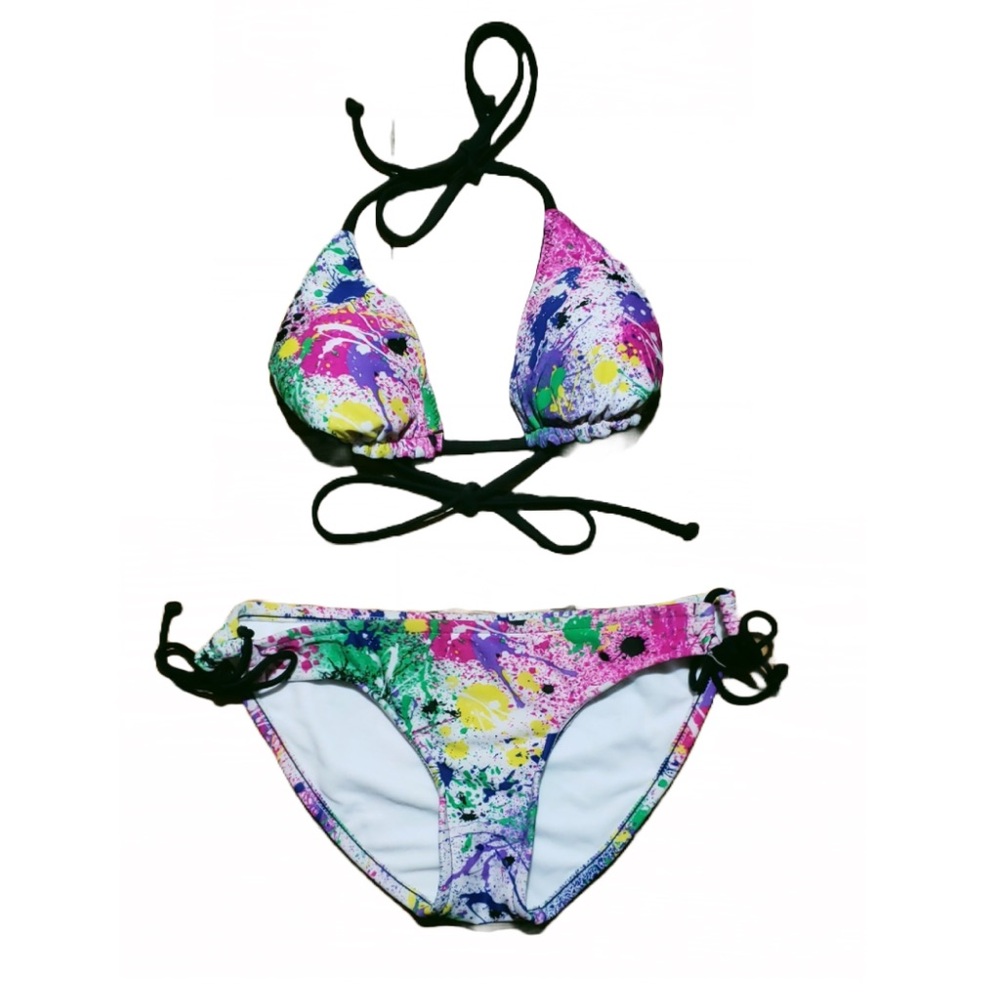 Xhilaration Women’s Paint Splash Pattern Adjustable Reversible Summer Swimsuit